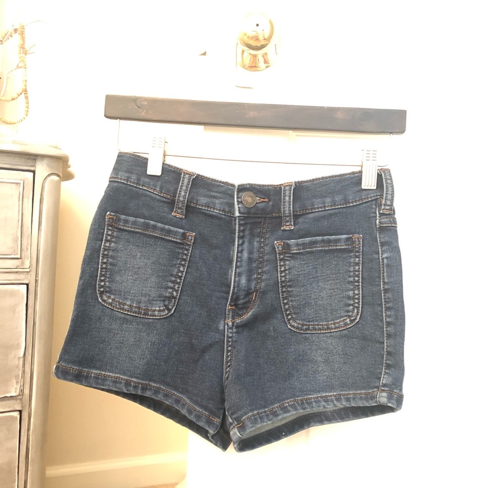 Free People High waisted blue Jean shorts
